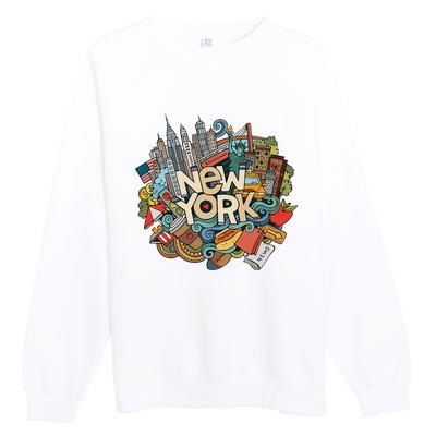 New York City Nyc Iconic Skyline Big Apple Gift Souvenir Premium Crewneck Sweatshirt