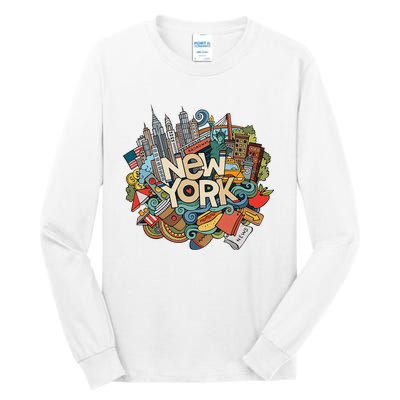 New York City Nyc Iconic Skyline Big Apple Gift Souvenir Tall Long Sleeve T-Shirt