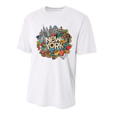 New York City Nyc Iconic Skyline Big Apple Gift Souvenir Performance Sprint T-Shirt