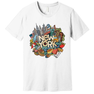 New York City Nyc Iconic Skyline Big Apple Gift Souvenir Premium T-Shirt