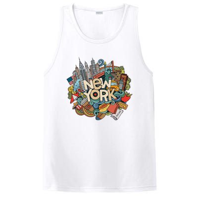 New York City Nyc Iconic Skyline Big Apple Gift Souvenir PosiCharge Competitor Tank