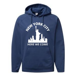 New York City Here We Come Vacation Road Trip Meaningful Gift Performance Fleece Hoodie