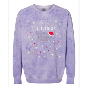 New York City Merry Christmas Manhattan Library Drawing Colorblast Crewneck Sweatshirt