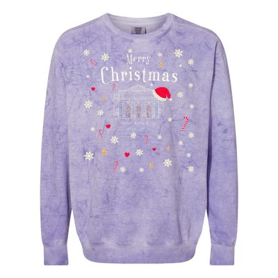 New York City Merry Christmas Manhattan Library Drawing Colorblast Crewneck Sweatshirt