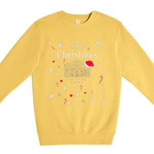 New York City Merry Christmas Manhattan Library Drawing Premium Crewneck Sweatshirt