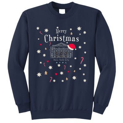 New York City Merry Christmas Manhattan Library Drawing Sweatshirt