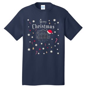 New York City Merry Christmas Manhattan Library Drawing Tall T-Shirt