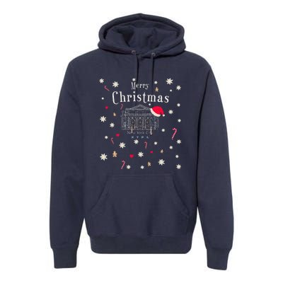 New York City Merry Christmas Manhattan Library Drawing Premium Hoodie