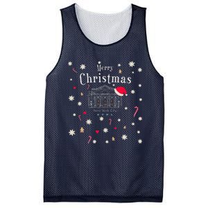 New York City Merry Christmas Manhattan Library Drawing Mesh Reversible Basketball Jersey Tank