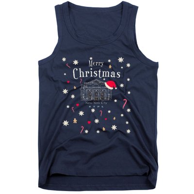 New York City Merry Christmas Manhattan Library Drawing Tank Top