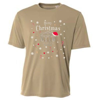 New York City Merry Christmas Manhattan Library Drawing Cooling Performance Crew T-Shirt