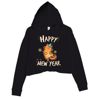 New Year Cat New Year's Eve Party Countdown Kitten Cat Lover Crop Fleece Hoodie