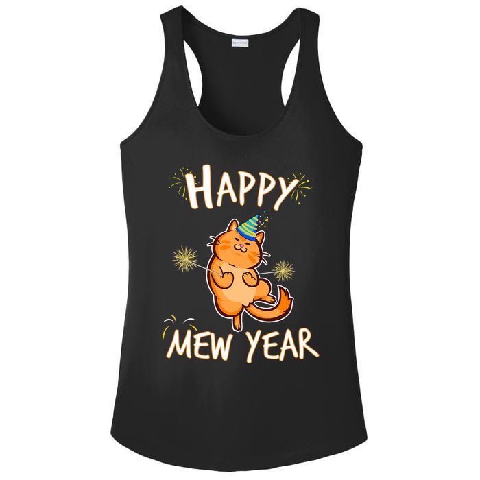 New Year Cat New Year's Eve Party Countdown Kitten Cat Lover Ladies PosiCharge Competitor Racerback Tank