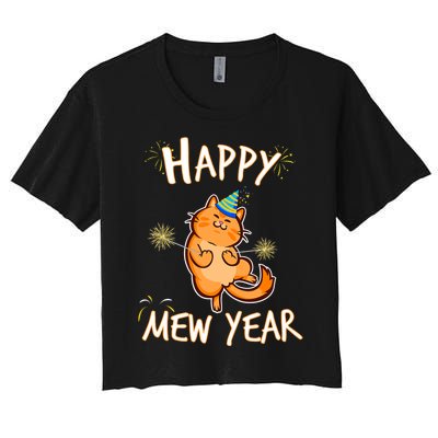 New Year Cat New Year's Eve Party Countdown Kitten Cat Lover Women's Crop Top Tee