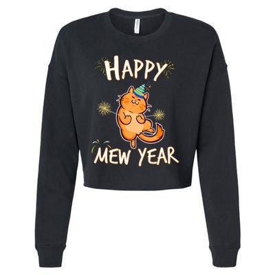 New Year Cat New Year's Eve Party Countdown Kitten Cat Lover Cropped Pullover Crew