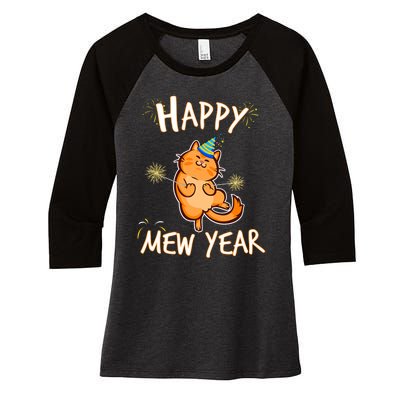 New Year Cat New Year's Eve Party Countdown Kitten Cat Lover Women's Tri-Blend 3/4-Sleeve Raglan Shirt