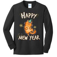 New Year Cat New Year's Eve Party Countdown Kitten Cat Lover Kids Long Sleeve Shirt