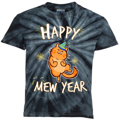 New Year Cat New Year's Eve Party Countdown Kitten Cat Lover Kids Tie-Dye T-Shirt