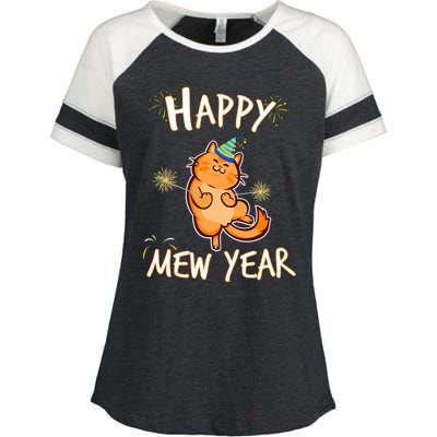 New Year Cat New Year's Eve Party Countdown Kitten Cat Lover Enza Ladies Jersey Colorblock Tee