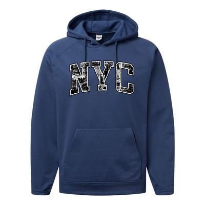 New York City Gift Big Apple Nyc Gift Funny Gift Performance Fleece Hoodie