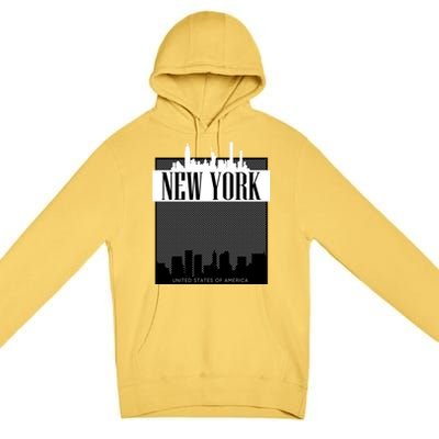 New York City Outfit Fashion Illustration Graphic Skyline Meaningful Gift Premium Pullover Hoodie