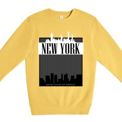 New York City Outfit Fashion Illustration Graphic Skyline Meaningful Gift Premium Crewneck Sweatshirt