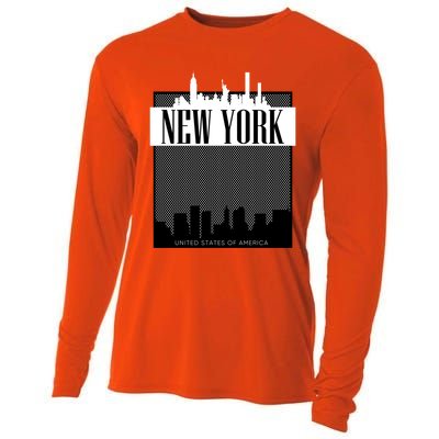 New York City Outfit Fashion Illustration Graphic Skyline Meaningful Gift Cooling Performance Long Sleeve Crew