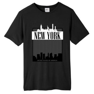 New York City Outfit Fashion Illustration Graphic Skyline Meaningful Gift Tall Fusion ChromaSoft Performance T-Shirt