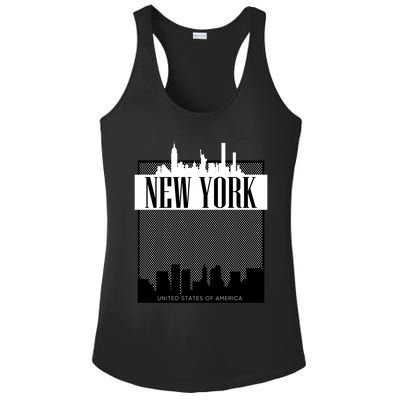 New York City Outfit Fashion Illustration Graphic Skyline Meaningful Gift Ladies PosiCharge Competitor Racerback Tank