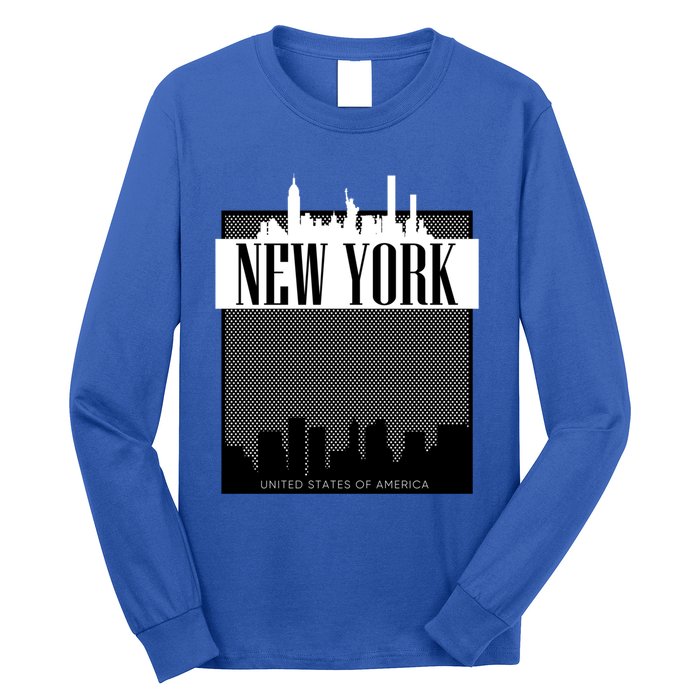 New York City Outfit Fashion Illustration Graphic Skyline Meaningful Gift Long Sleeve Shirt