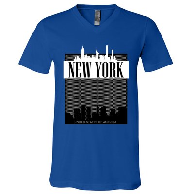 New York City Outfit Fashion Illustration Graphic Skyline Meaningful Gift V-Neck T-Shirt