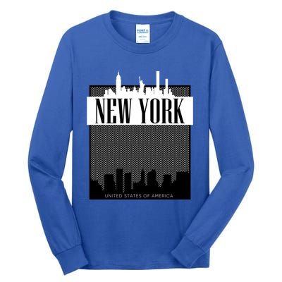 New York City Outfit Fashion Illustration Graphic Skyline Meaningful Gift Tall Long Sleeve T-Shirt