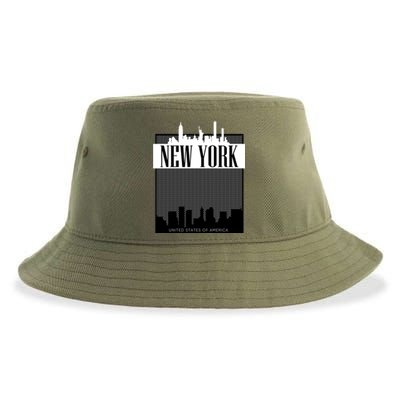 New York City Outfit Fashion Illustration Graphic Skyline Meaningful Gift Sustainable Bucket Hat