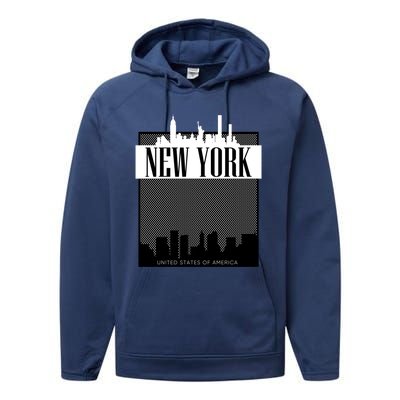 New York City Outfit Fashion Illustration Graphic Skyline Meaningful Gift Performance Fleece Hoodie