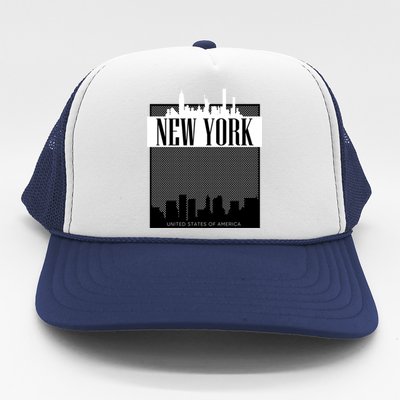 New York City Outfit Fashion Illustration Graphic Skyline Meaningful Gift Trucker Hat