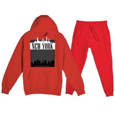 New York City Outfit Fashion Illustration Graphic Skyline Meaningful Gift Premium Hooded Sweatsuit Set