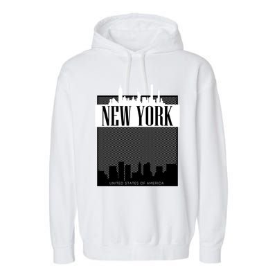 New York City Outfit Fashion Illustration Graphic Skyline Meaningful Gift Garment-Dyed Fleece Hoodie