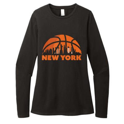 New York City Skyline New York Basketball Fan Jersey Womens CVC Long Sleeve Shirt