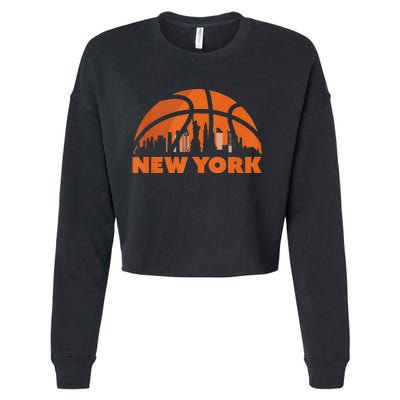 New York City Skyline New York Basketball Fan Jersey Cropped Pullover Crew