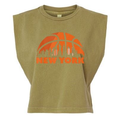 New York City Skyline New York Basketball Fan Jersey Garment-Dyed Women's Muscle Tee