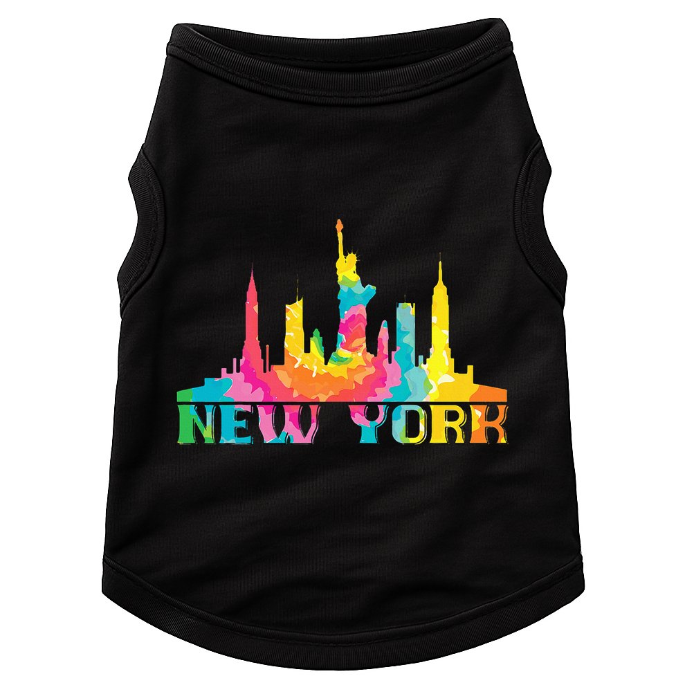 New York City Skyline Nyc Tie Dye Liberty Doggie Tank