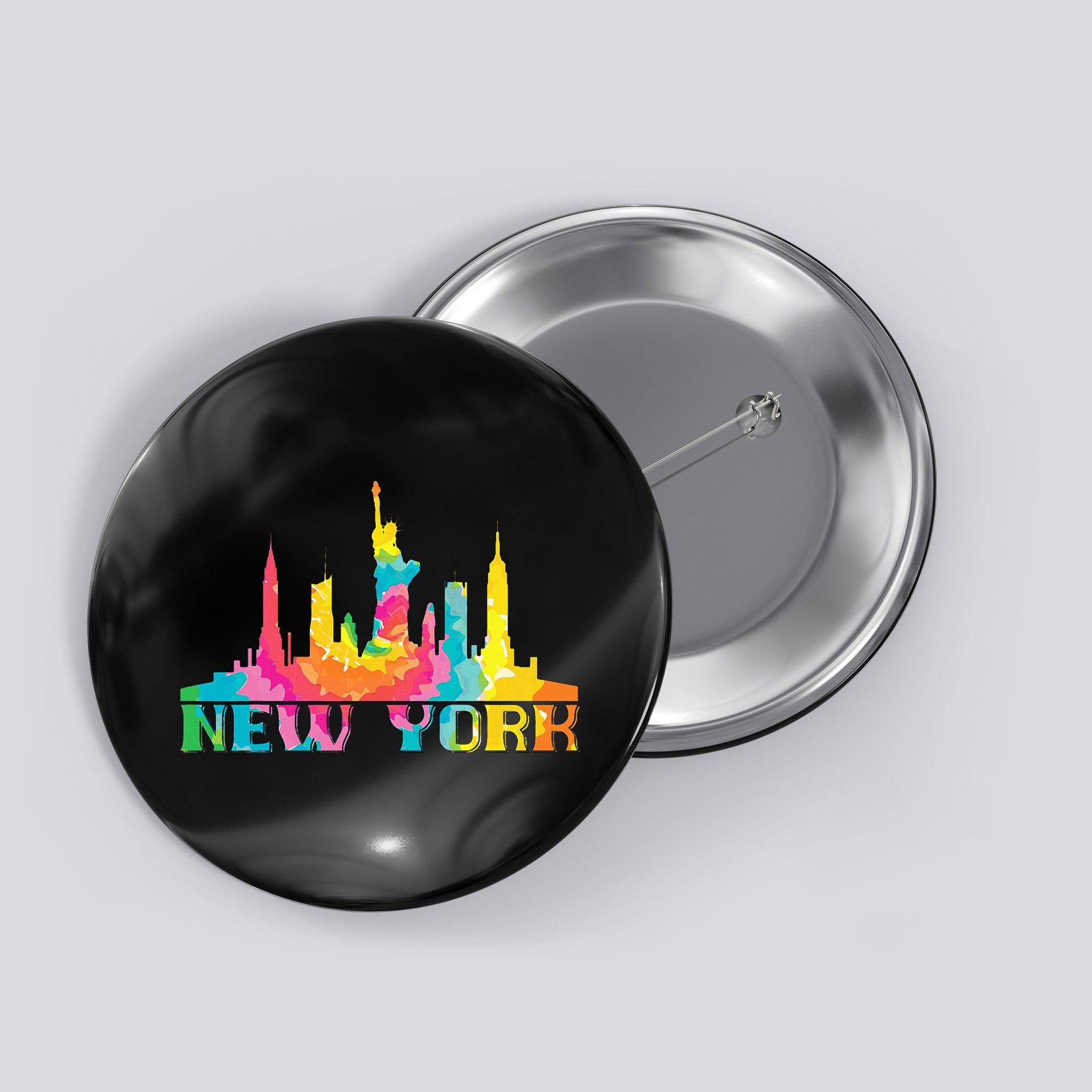 New York City Skyline Nyc Tie Dye Liberty Button