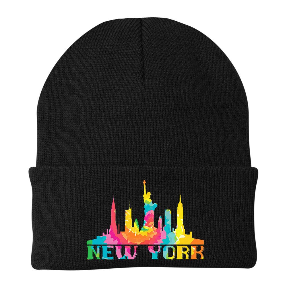 New York City Skyline Nyc Tie Dye Liberty Beanie