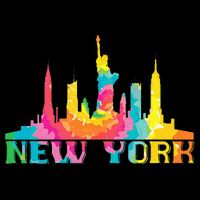New York City Skyline Nyc Tie Dye Liberty Drawstring Bag