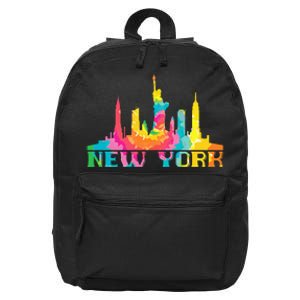 New York City Skyline Nyc Tie Dye Liberty 16 in Basic Backpack