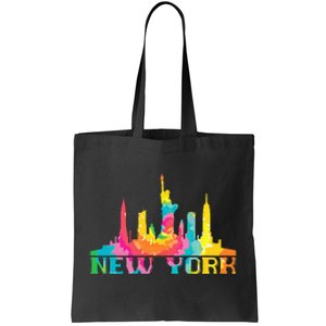 New York City Skyline Nyc Tie Dye Liberty Tote Bag