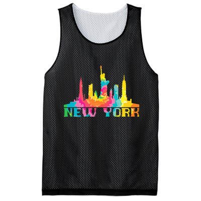 New York City Skyline Nyc Tie Dye Liberty Mesh Reversible Basketball Jersey Tank