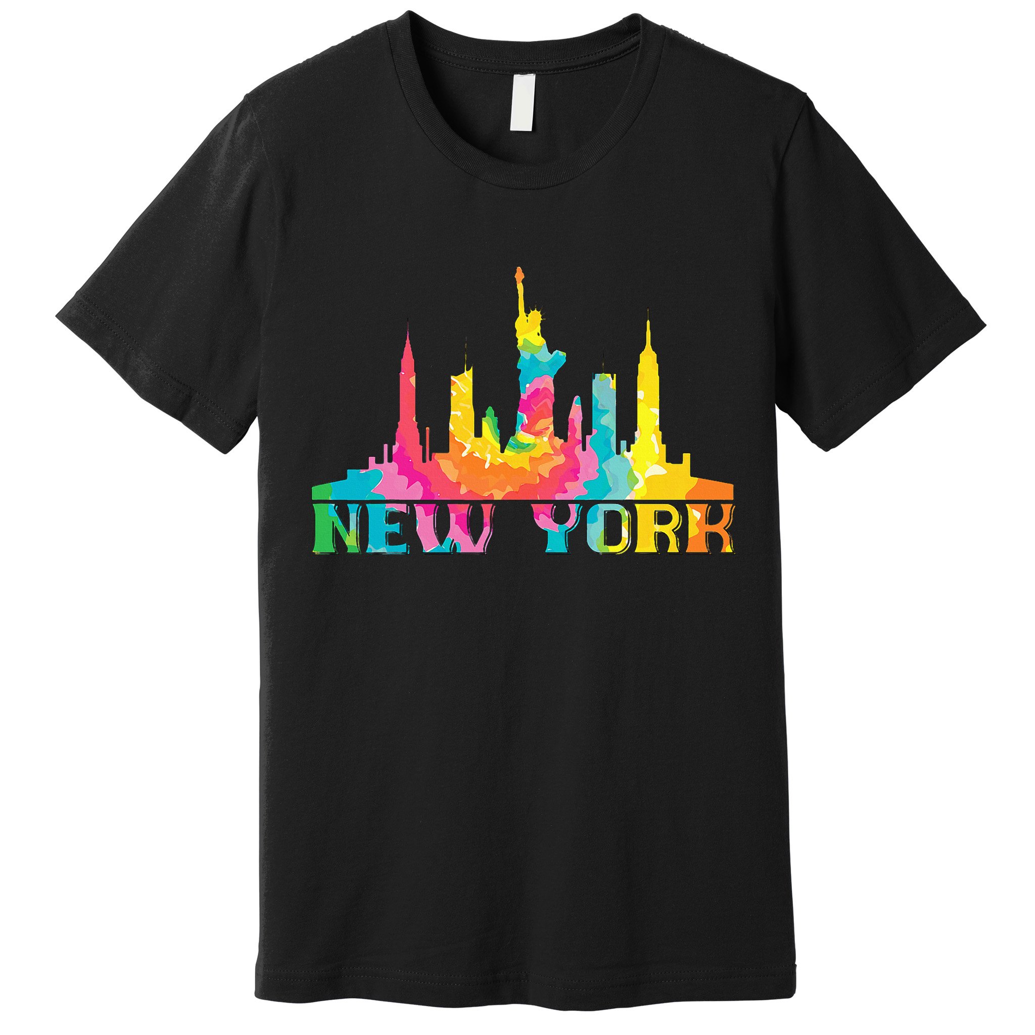 New York City Skyline Nyc Tie Dye Liberty Premium T-Shirt