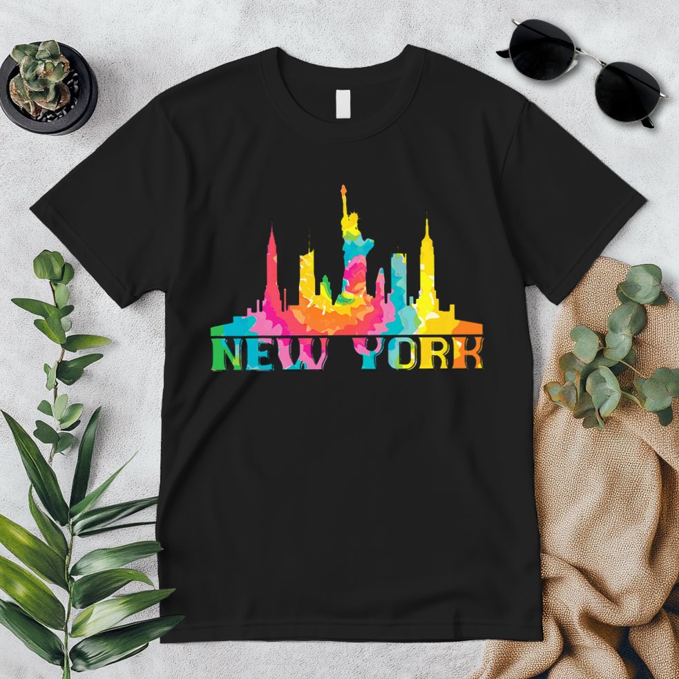 New York City Skyline Nyc Tie Dye Liberty Premium T-Shirt