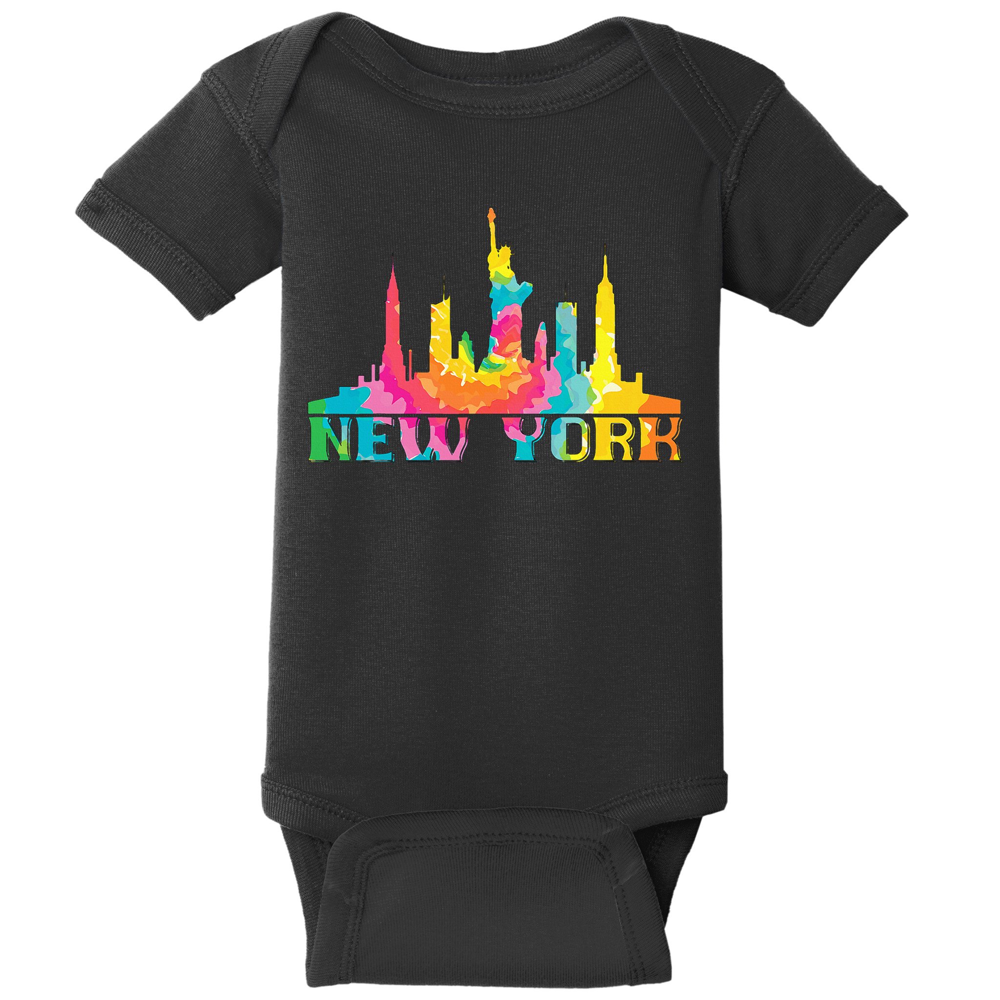 New York City Skyline Nyc Tie Dye Liberty Baby Bodysuit
